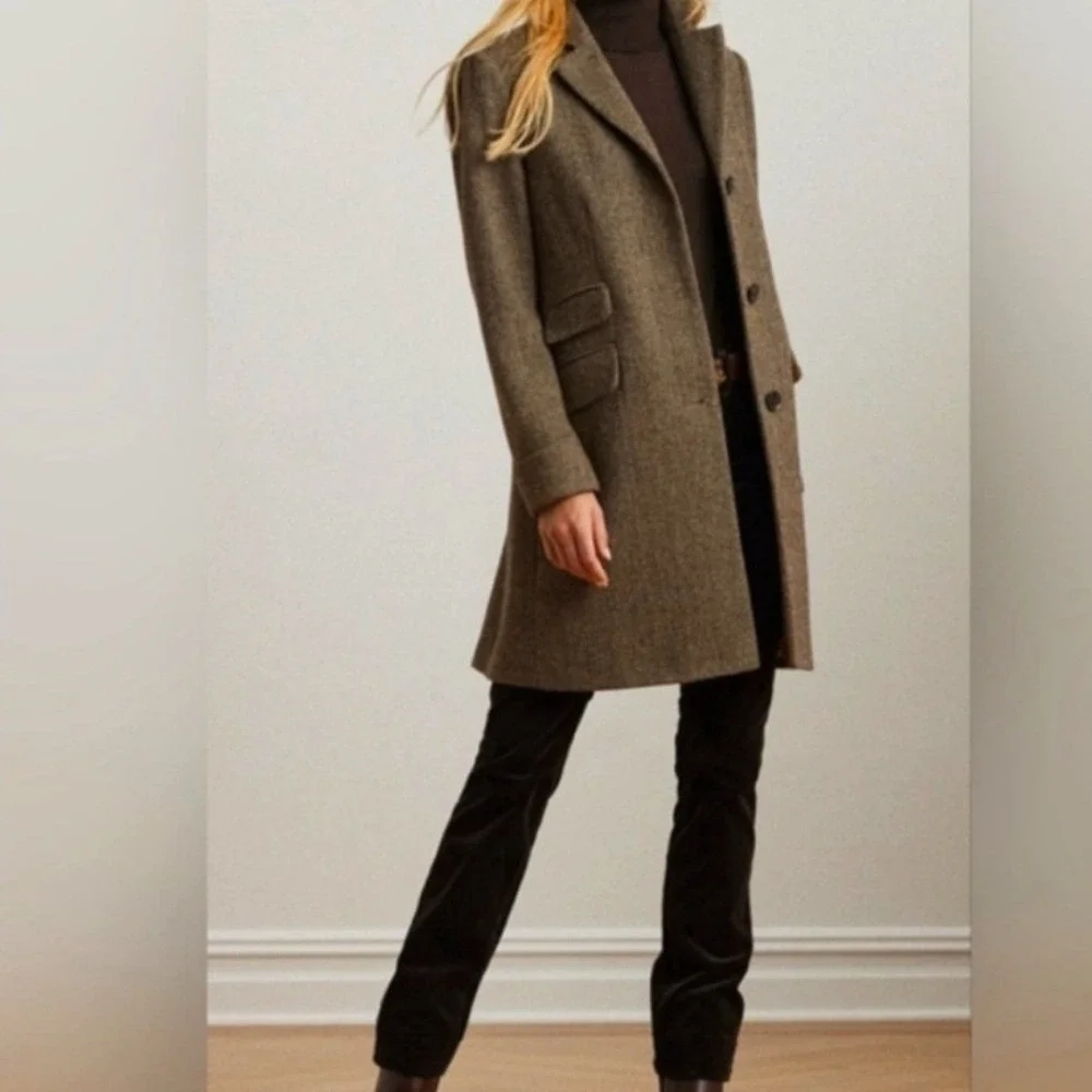 Lauren Ralph Lauren NWT SZ 4 Classic Wool Blend Herringbone Pattern Coat Jacket‎ - Picture 2 of 16